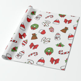 Adorable Kawaii Christmas Holiday Pattern Gift ラッピングペーパー