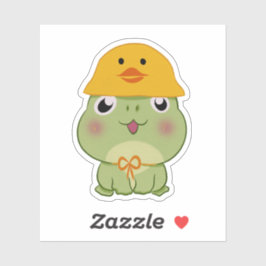 Adorable Kawaii Frog Wearing Duck Hat シール