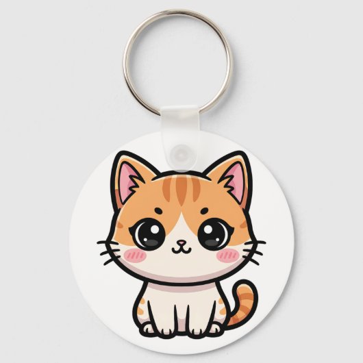 Adorable Kawaii Ginger Cat Illustration キーホルダー (正面)
