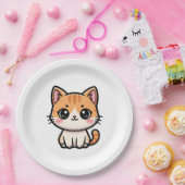 Adorable Kawaii Ginger Cat Illustration ペーパープレート (パーティー)