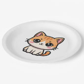 Adorable Kawaii Ginger Cat Illustration ペーパープレート (アングル)