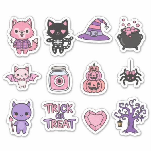 Adorable Kawaii Halloween Sticker Pack シール (正面)