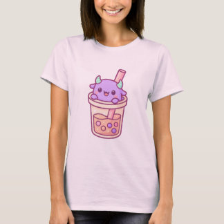 Adorable Kawaii Monster with Rainbow Bubble Tea Tシャツ