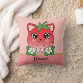 Adorable Kawaii Strawberry Cat クッション (ブランケット)