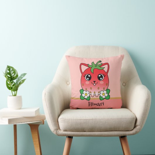 Adorable Kawaii Strawberry Cat クッション (椅子)