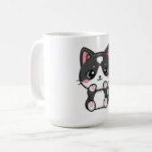 Adorable Kawaii Tabby Kitten Illustration コーヒーマグカップ (正面左)
