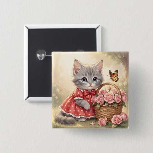 adorable kitten button 缶バッジ (正面&裏面)