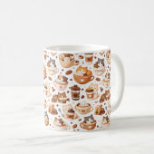 Adorable Kitten & Coffee Pattern Mug  コーヒーマグカップ (正面右)