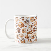 Adorable Kitten & Coffee Pattern Mug  コーヒーマグカップ (左)
