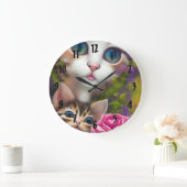 Adorable Kittens 8 ラージ壁時計 (ホーム)