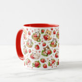 Adorable Kittens and Strawberries Ceramic Mug マグカップ (正面左)