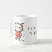Adorable Kitty Cat Will You Be My Valentine? コーヒーマグカップ (正面左)
