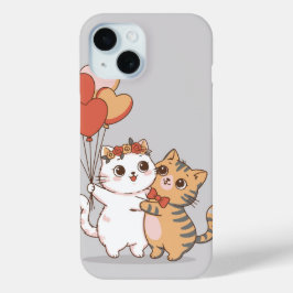 Adorable Kitty Couple Hugging iPhone 15ケース