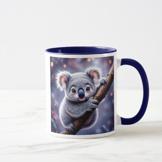 Adorable Koala perché sur sa branche. マグカップ (右)