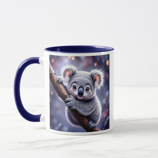 Adorable Koala perché sur sa branche. マグカップ (左)