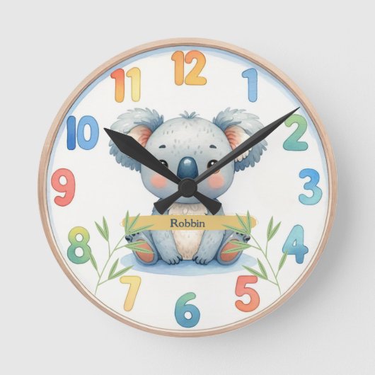 Adorable Koala Wall Clock ラウンド壁時計 (正面)