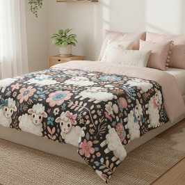 Adorable Lamb Floral Cozy Nursery Blanket フリースブランケット