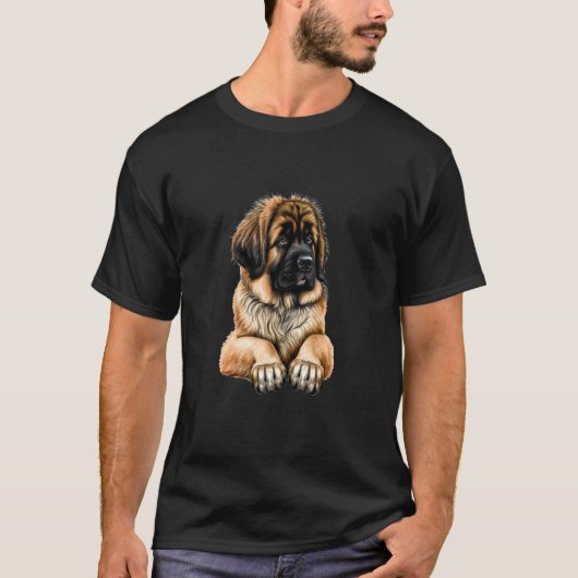 Adorable Leonberger Illustration Perfect for Dog E Tシャツ (正面)