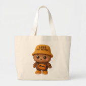 Adorable "Less But Better" Bear Eco-Friendly Tote ラージトートバッグ (正面)