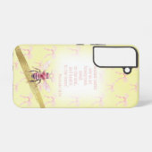 .Adorable Light Yellow Pink Bow Scripture Pink Bee Samsung Galaxyケース (裏面横)