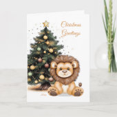 Adorable Lion and Decorated Tree Art シーズンカード (正面)