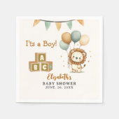 Adorable Lion Baby Shower Boy スタンダードカクテルナプキン (正面)