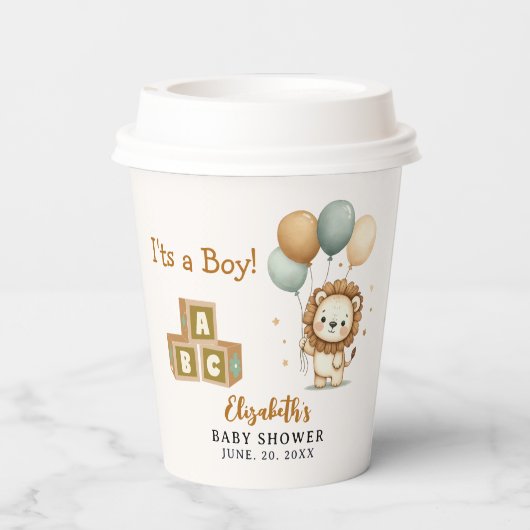 Adorable Lion Baby Shower Boy 紙コップ (裏面)