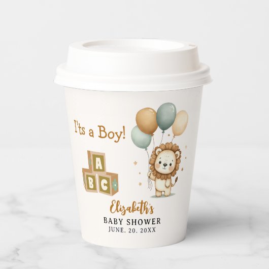 Adorable Lion Baby Shower Boy 紙コップ (正面)