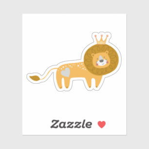 Adorable Lion with Crown and Laptop シール