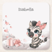 Adorable little cartoon zebra  スクエアペーパーコースター (正面)