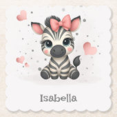 Adorable little cartoon zebra  ペーパーコースター (正面)