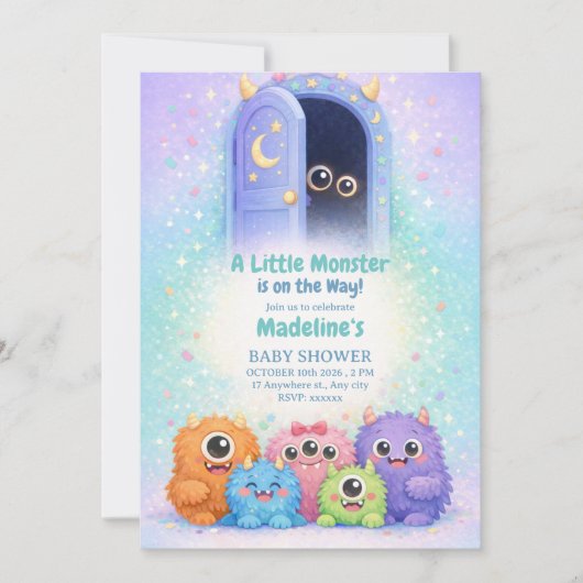 Adorable Little Monster Baby Shower Invitation  招待状 (正面)