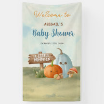 Adorable Little Pumpkin Baby Shower Sign Banner