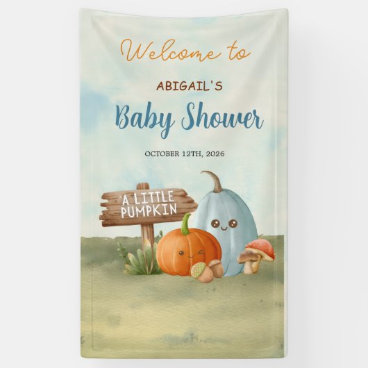 Adorable Little Pumpkin Baby Shower Sign Banner 横断幕 (縦)