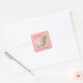 Adorable Little Turtle Pink Baby Shower Thank You スクエアシール (封筒)
