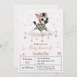 Adorable little zebra baby shower invitation 招待状