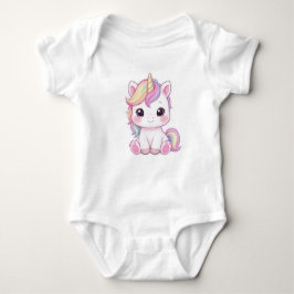 Adorable Magical Unicorn Sticker Illustration ベビーボディスーツ