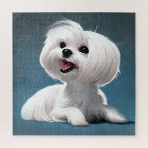 Adorable Maltese Art or a Portrait of Your Dog ジグソーパズル