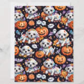 Adorable Maltese Puppy Halloween Scrapbook Paper (正面)