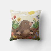 Adorable Mole In The Garden Drawing Kids クッション (裏面)