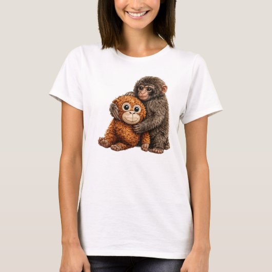 Adorable Monkey Art PNG Tシャツ (正面)