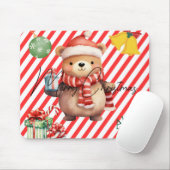 Adorable monogram Red white stripes Ornaments マウスパッド (マウス)