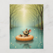 Adorable Mouse Floating on a Lake ポストカード (正面)
