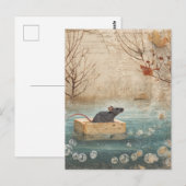 Adorable Mouse Floating on a Soap Down River ポストカード (正面/裏面)
