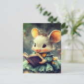 Adorable Mouse Princess Reading a Book ポストカード (スタンド正面)