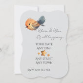 Adorable Neutral Pastel Gilrl Bird Stars Childhood 招待状 (裏面)