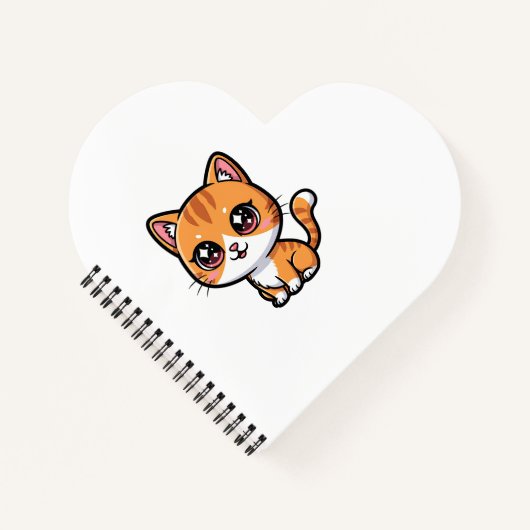 Adorable Orange Tabby Cartoon Cat ノートブック (正面)
