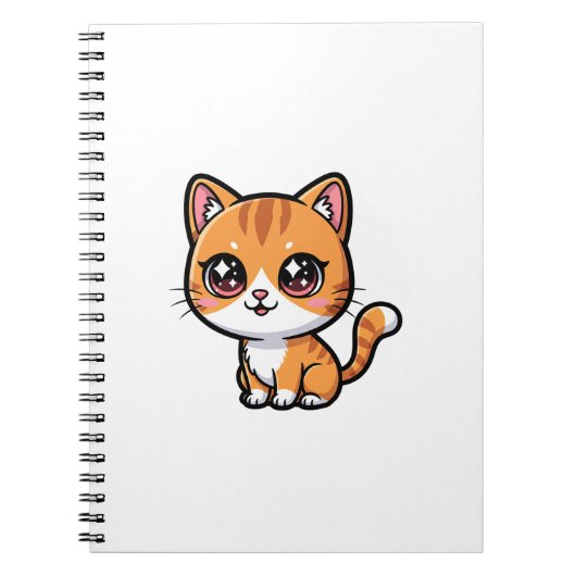 Adorable Orange Tabby Cartoon Cat ノートブック (正面)