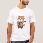 Adorable Orange Tabby Cat Playing Acoustic Guitar Tシャツ (正面)