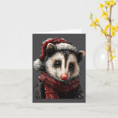 Adorable Ossum In Santa Hat Snowy Winter Christmas カード (黄色い花)